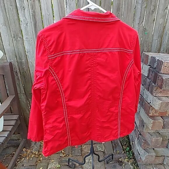 2/$20 Red Scooter Jacket w/White Stitching Size M - Picture 2 of 6